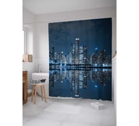 Штора (занавеска) для ванной JoyArty "Ночной Нью-Йорк" из сатена, 180х200 см с крючками, sc_60445