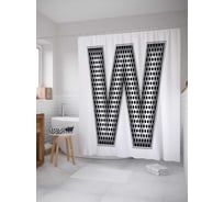 Штора (занавеска) для ванной JoyArty "Алюминиевая w" из сатена, 180х200 см с крючками, sc_4526w