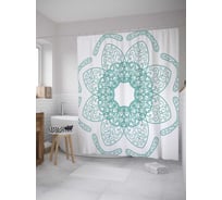 Штора (занавеска) для ванной JoyArty "Несложное кружево" из сатена, 180х200 см с крючками, sc_31990