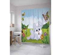 Штора (занавеска) для ванной JoyArty "На лужайке" из сатена, 180х200 см с крючками, sc_31590