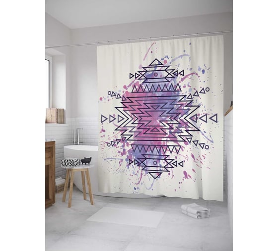 Штора (занавеска) для ванной JoyArty "Монотонный орнамент" из сатена, 180х200 см с крючками, sc_31522 1