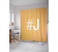 Штора (занавеска) для ванной JoyArty "Оранжевая j с хештэгом" из сатена, 180х200 см с крючками, sc_3998somonJ