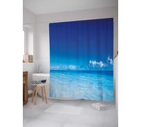 Штора (занавеска) для ванной JoyArty "Море.Волны.Облака" из сатена, 180х200 см с крючками, sc_32140