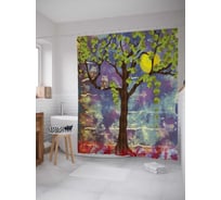 Штора (занавеска) для ванной JoyArty "Осторожные совы" из сатена, 180х200 см с крючками, sc_3759