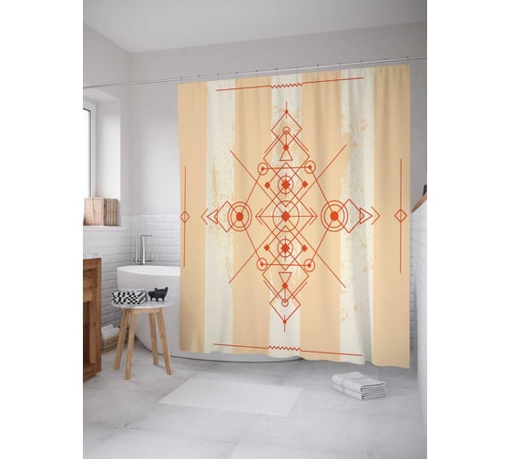 Штора (занавеска) для ванной JoyArty "Сакральная геометрия" из сатена, 180х200 см с крючками, sc_31985 1