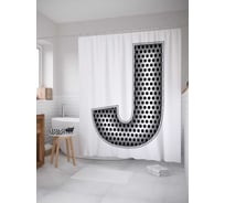 Штора (занавеска) для ванной JoyArty "Алюминиевая j" из сатена, 180х200 см с крючками, sc_4526J