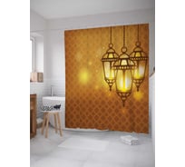 Штора (занавеска) для ванной JoyArty "Висячие фонари" из сатена, 180х200 см с крючками, sc_5948