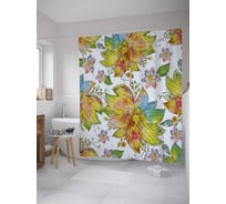 Штора (занавеска) для ванной JoyArty "Радужные бутоны" из сатена, 180х200 см с крючками, sc_31556