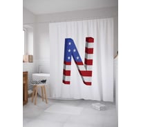 Штора (занавеска) для ванной JoyArty "Американская n" из сатена, 180х200 см с крючками, sc_4531n