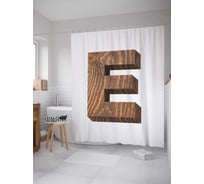 Штора (занавеска) для ванной JoyArty "E из дерева" из сатена, 180х200 см с крючками, sc_4532e