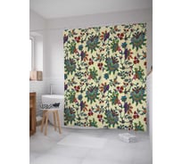 Штора (занавеска) для ванной JoyArty "Цветочный узор" из сатена, 180х200 см с крючками, sc_31314
