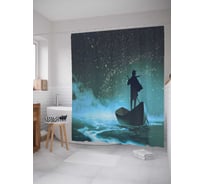 Штора (занавеска) для ванной JoyArty "Путешественник" из сатена, 180х200 см с крючками, sc_32881