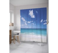 Штора (занавеска) для ванной JoyArty "Легкая облачность" из сатена, 180х200 см с крючками, sc_31619