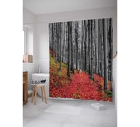Штора (занавеска) для ванной JoyArty "Осенний лес" из сатена, 180х200 см с крючками, sc_4914