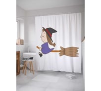 Штора (занавеска) для ванной JoyArty "Милая ведьма" из сатена, 180х200 см с крючками, sc_6035