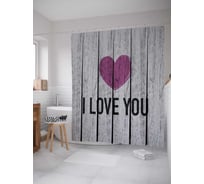 Штора (занавеска) для ванной JoyArty "Сердце на деревянном фоне" из сатена, 180х200 см с крючками, sc_46203