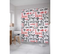 Штора (занавеска) для ванной JoyArty "Только любовь" из сатена, 180х200 см с крючками, sc_56036