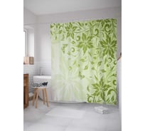 Штора (занавеска) для ванной JoyArty "Изящное цветение в углу" из сатена, 180х200 см с крючками, sc_31544