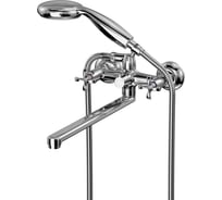 Смеситель универсальный с плоским изливом LEMARK 32 см, двуручковый, поворотный переключатель, латунь/хром LM0152C