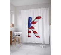 Штора (занавеска) для ванной JoyArty "Американская k" из сатена, 180х200 см с крючками, sc_4531K