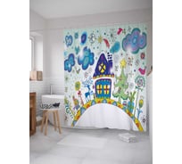 Штора (занавеска) для ванной JoyArty "Рождественский мотив" из сатена, 180х200 см с крючками, sc_31638