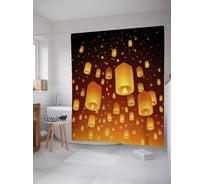 Штора (занавеска) для ванной JoyArty "Летающие огни" из сатена, 180х200 см с крючками, sc_38809