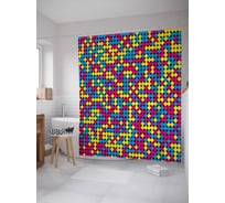 Штора (занавеска) для ванной JoyArty "Точечные краски" из сатена, 180х200 см с крючками, sc_30302