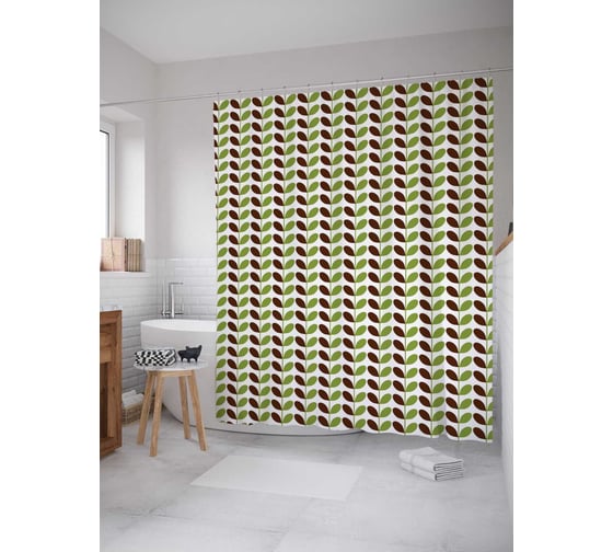 Штора (занавеска) для ванной JoyArty "Стебель изменения" из сатена, 180х200 см с крючками, sc_30607 1