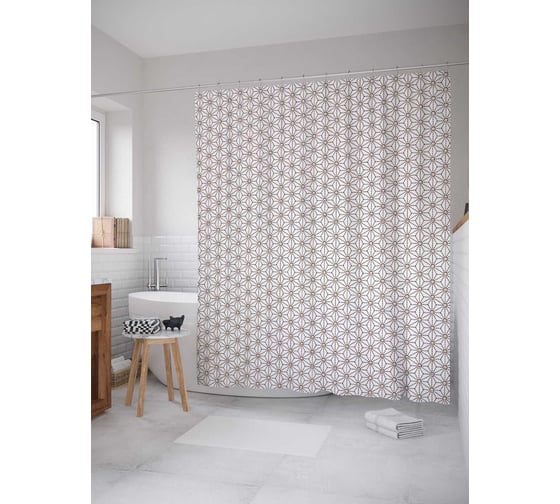 Штора (занавеска) для ванной JoyArty "Клетка весны" из сатена, 180х200 см с крючками, sc_30606 1