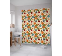 Штора (занавеска) для ванной JoyArty "Звездные завитки" из сатена, 180х200 см с крючками, sc_30812