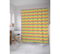 Штора (занавеска) для ванной JoyArty "Лавовый зигзаг" из сатена, 180х200 см с крючками, sc_30643