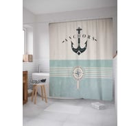 Штора (занавеска) для ванной JoyArty "Якорь обязателен" из сатена, 180х200 см с крючками, sc_3005