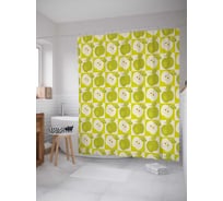 Штора (занавеска) для ванной JoyArty "Яблочная плитка" из сатена, 180х200 см с крючками, sc_30887