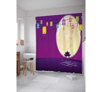 Штора (занавеска) для ванной JoyArty "Светильники в Японии" из сатена, 180х200 см с крючками, sc_38791