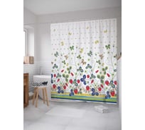 Штора (занавеска) для ванной JoyArty "Земляничная преграда" из сатена, 180х200 см с крючками, sc_30381