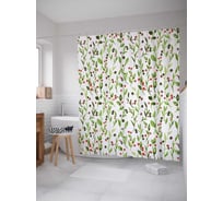 Штора (занавеска) для ванной JoyArty "Ягодные кусты" из сатена, 180х200 см с крючками, sc_30850