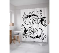 Штора (занавеска) для ванной JoyArty "Японские рыбы" из сатена, 180х200 см с крючками, sc_38775