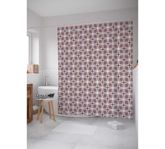 Штора (занавеска) для ванной JoyArty "Жизненные скопления" из сатена, 180х200 см с крючками, sc_30708 1