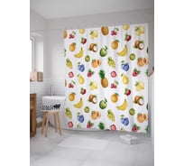 Штора (занавеска) для ванной JoyArty "Фруктовое ассорти" из сатена, 180х200 см с крючками, sc_30160