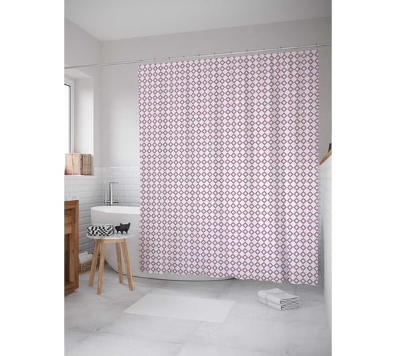 Штора (занавеска) для ванной JoyArty "Позитивная геометрия" из сатена, 180х200 см с крючками, sc_30652 1