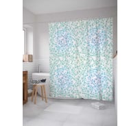 Штора (занавеска) для ванной JoyArty "Путевые листья" из сатена, 180х200 см с крючками, sc_30415