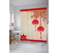 Штора (занавеска) для ванной JoyArty "Японские доро" из сатена, 180х200 см с крючками, sc_38807