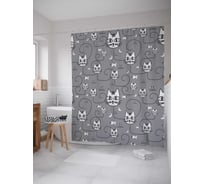 Штора (занавеска) для ванной JoyArty "Кошачьи завитки" из сатена, 180х200 см с крючками, sc_30343