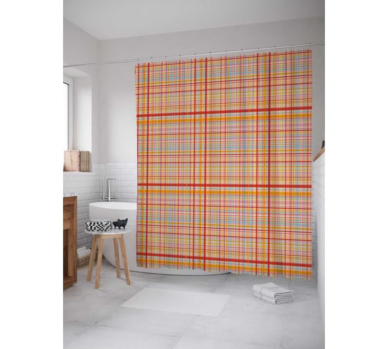 Штора (занавеска) для ванной JoyArty "Классическое пересечение" из сатена, 180х200 см с крючками, sc_31115 1