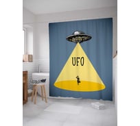 Штора (занавеска) для ванной JoyArty "Инопланетяне похищают" из сатена, 180х200 см с крючками, sc_6790