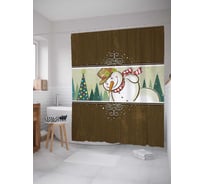 Штора (занавеска) для ванной JoyArty "Доброта снеговика" из сатена, 180х200 см с крючками, sc_5713