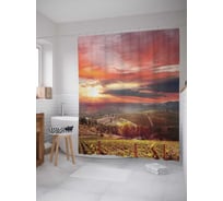 Штора (занавеска) для ванной JoyArty "Холмовое хозяйство" из сатена, 180х200 см с крючками, sc_6659