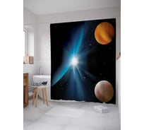 Штора (занавеска) для ванной JoyArty "Пространственный полет" из сатена, 180х200 см с крючками, sc_5339