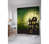 Штора (занавеска) для ванной JoyArty "Хеллоуинский мрак" из сатена, 180х200 см с крючками, sc_5703