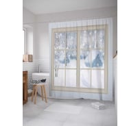 Штора (занавеска) для ванной JoyArty "Снег за окном" из сатена, 180х200 см с крючками, sc_6738